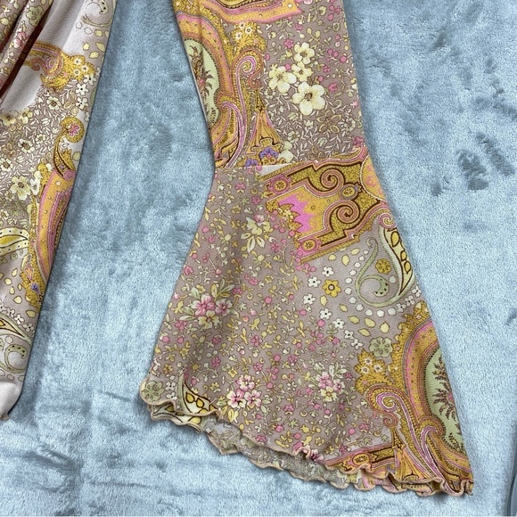 INC International Concepts Retro Floral Boho Print Bell Sleeve Size L Cream - Picture 5 of 9